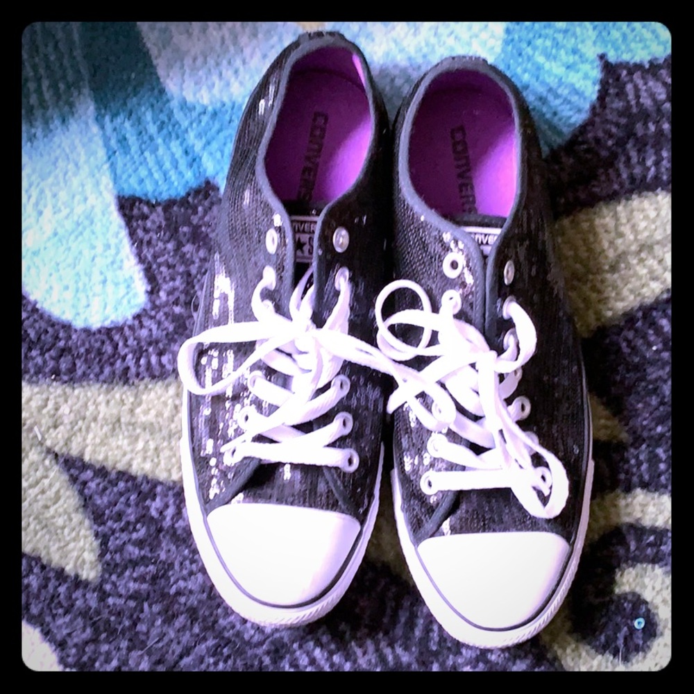 Converse Black Sequence Sparkly